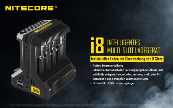 Nitecore Intellicharger I8 - Ladegerät für Li-Ion und Ni-MH, Ni-CD Akkus